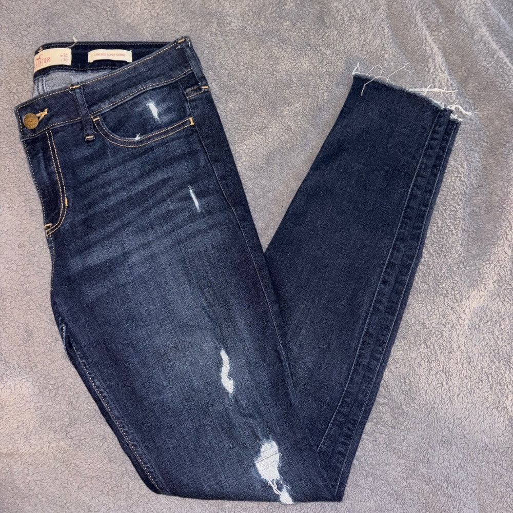Hollister Dark Blue Skinny Distressed Jeans